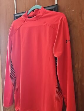 Under Armour Red Performance Long Sleeve Top with Black Accent
